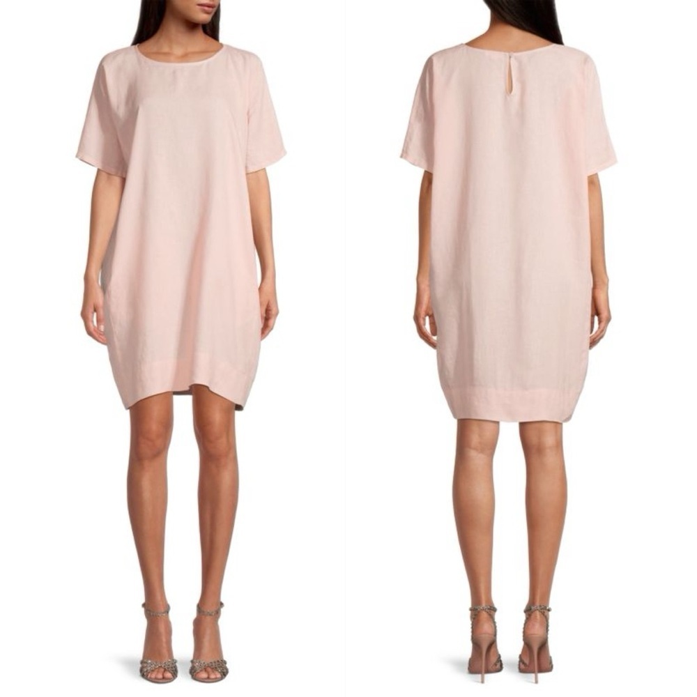 Eileen Fisher Organic Linen Shift Dress in Powder‎ Blue